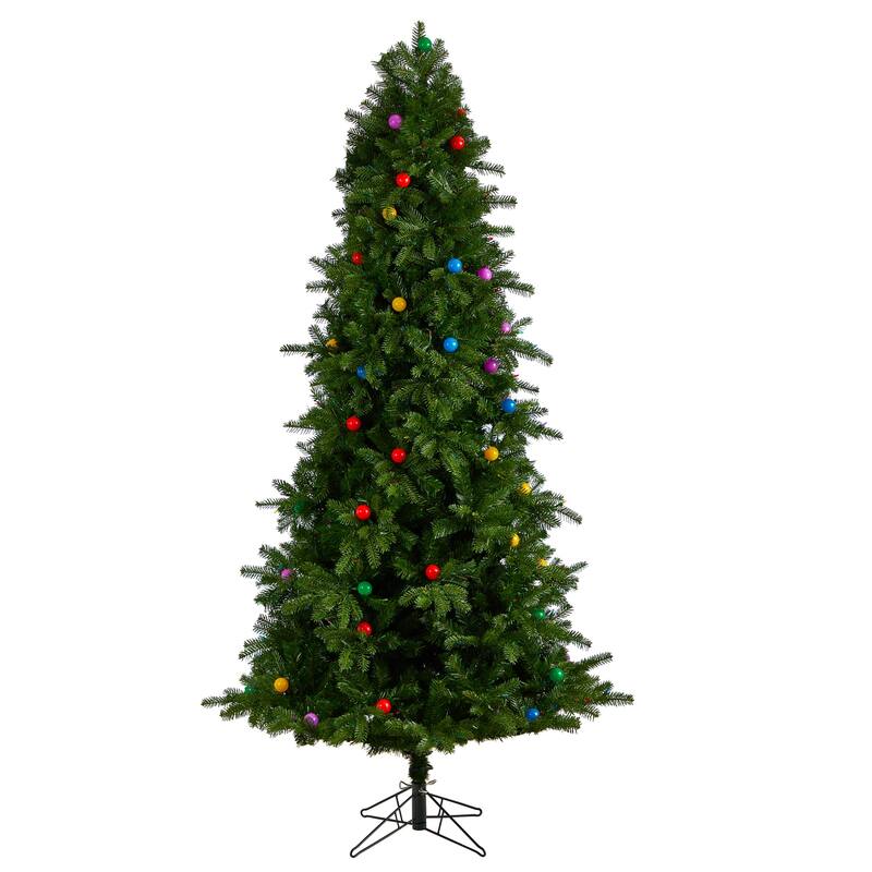 7.5ft. Fir Artificial Christmas Tree with 650 Multi Color LED Lights, Instant Connect & 60 Globe Bulbs-Vibrant X-Mas Centerpiece