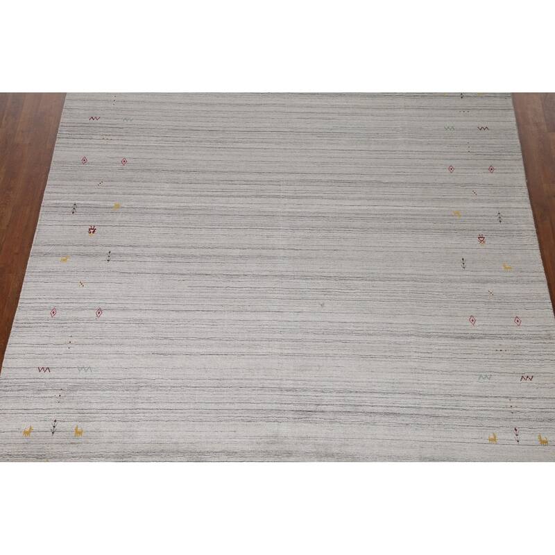 Handmade Gabbeh Indian Area Rug Hand-Knotted Wool Carpet - 8'0"x 9'11"