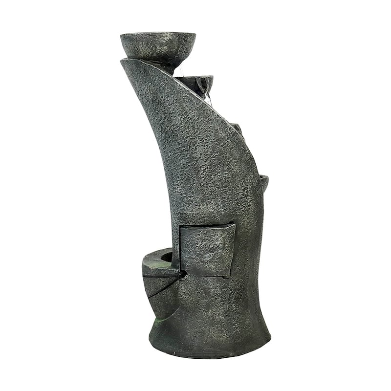 23.8''H Outdoor Water Fountain with LED Curved Indoor Fountain