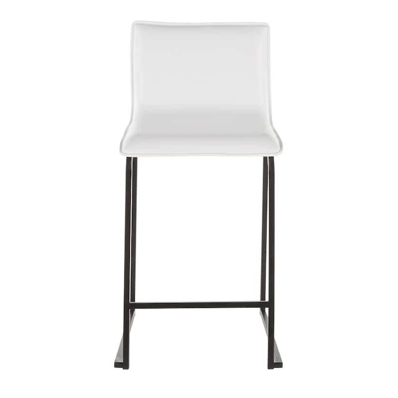 Porch & Den Mara Upholstered Counter Stool in Black Metal (Set of 2) - N/A - White
