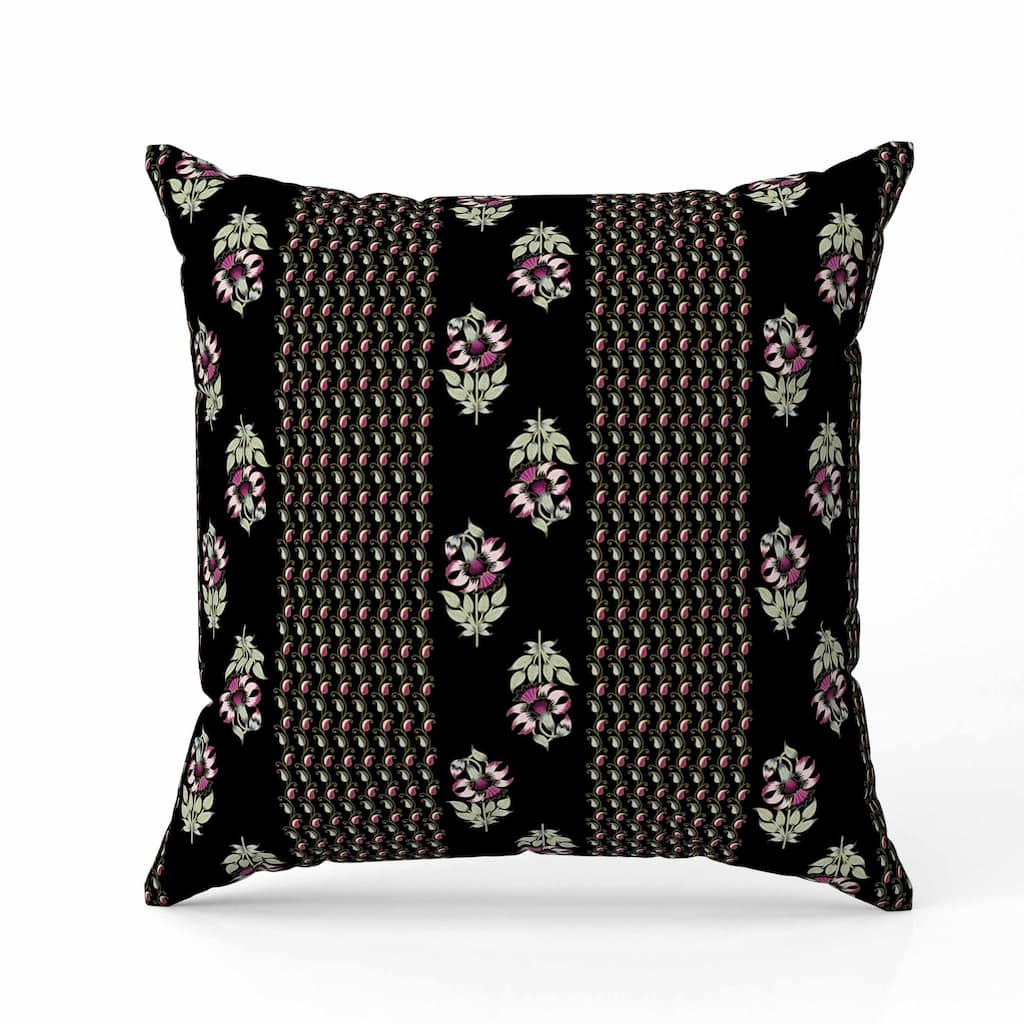 Anemone Artistry Faux Suede Reversible Throw Pillow Black and Pink