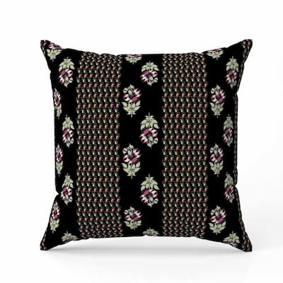 Anemone Artistry Indoor/Outdoor Reversible Throw Pillow Black and Pink