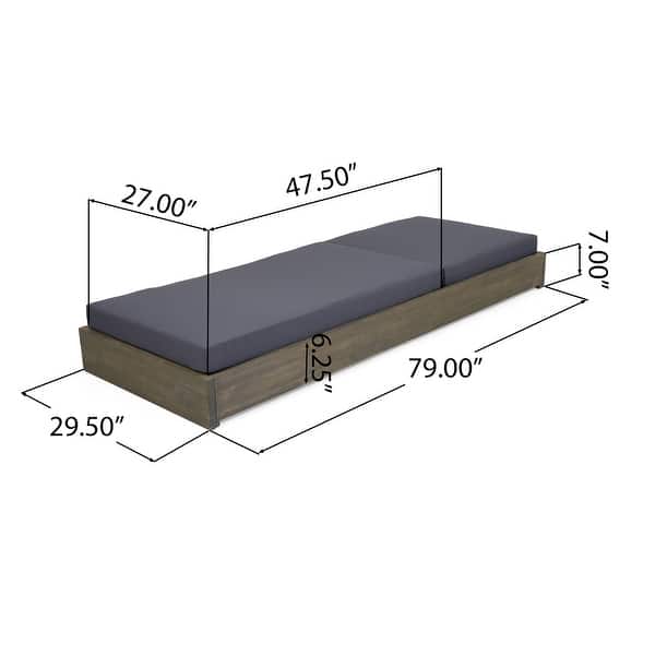 dimension image slide 3 of 6, Christopher Knight Home - Ian Set of 4 Outdoor Chaise Lounge, Acacia Wood Adjustable Reclining & Water-Resistant Cushion