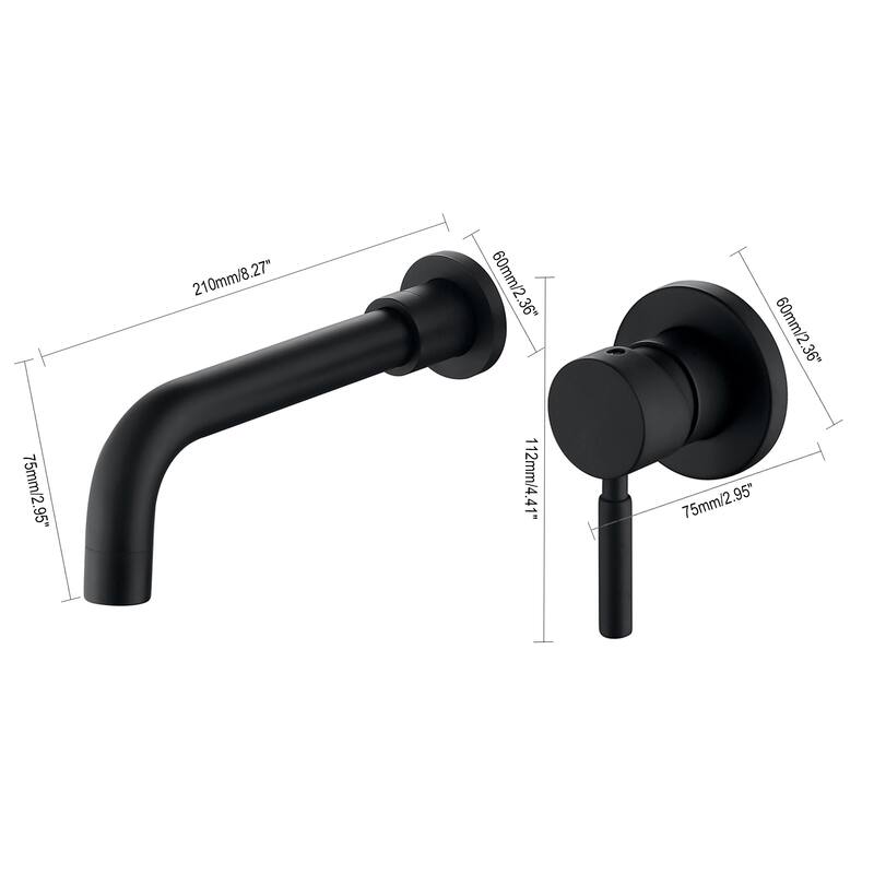 1.2 GPM Matte Black Wall Mounted Bathroom Faucet