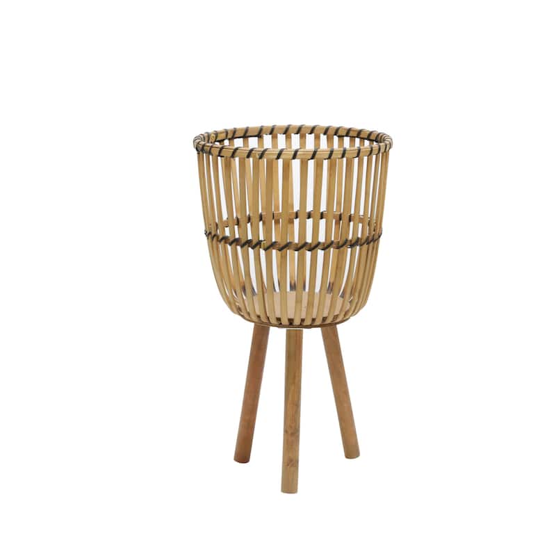 Sagebrook Home Wicker Modern Boho Bamboo Planter Set