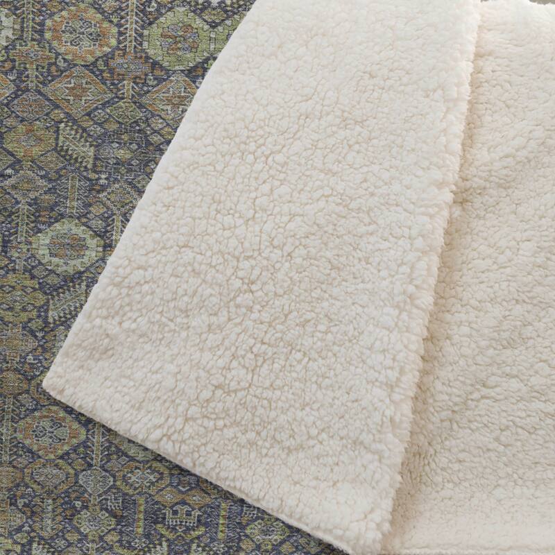 Premium Machine Washable Boho Moroccan Sherpa Throw Blanket