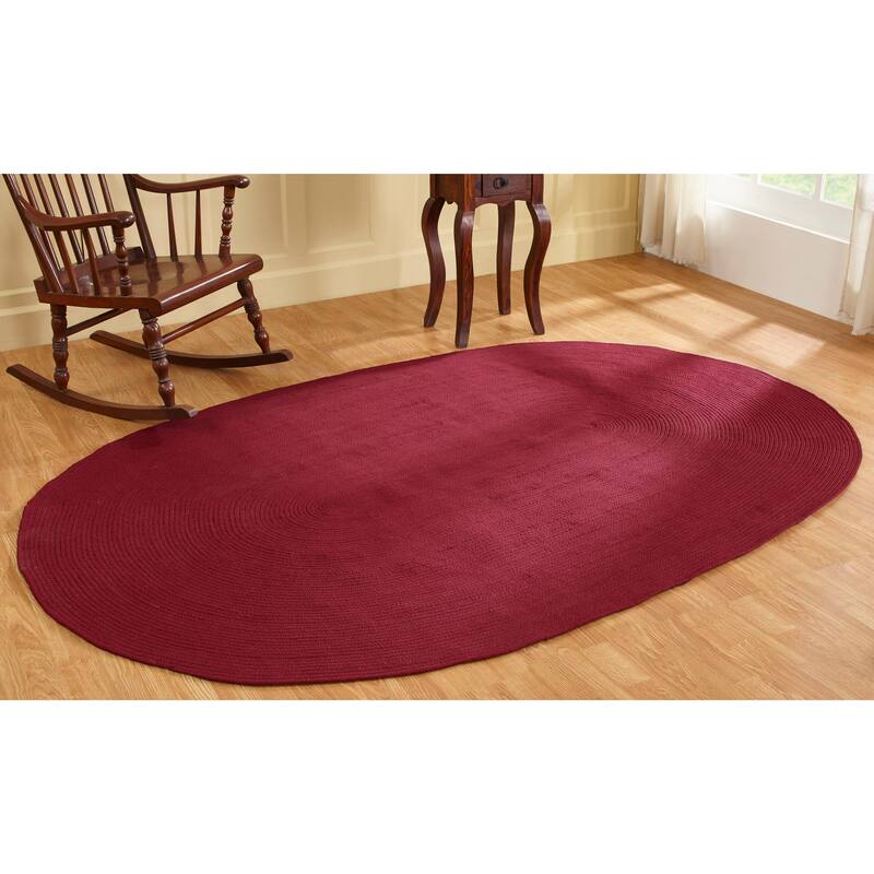 Better Trends Alpine Braid 100% Polypropylene Stain-resistant & Double-Sided Reversible Durable Indoor Area Utility Rug - 88" x 112" Oval - Burgundy Solid