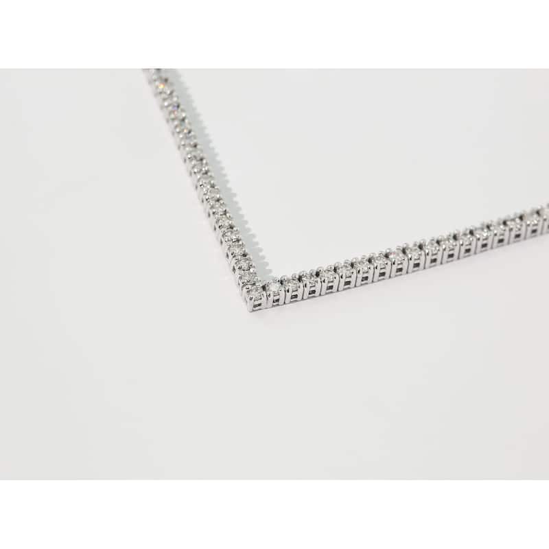 Kobelli 4.15 Carats Lab Grown Diamond 14k Solid White Gold Tennis Theia V-Necklace