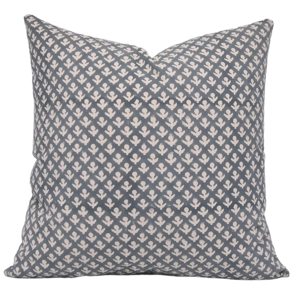 Cotton Farmhouse Block print pillow Cover - Haryali