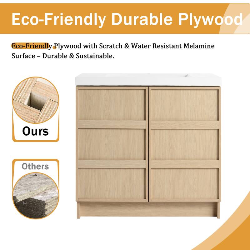 Malwee 36"/42"/48" FreeStanding Bathroom Vanity with Sink