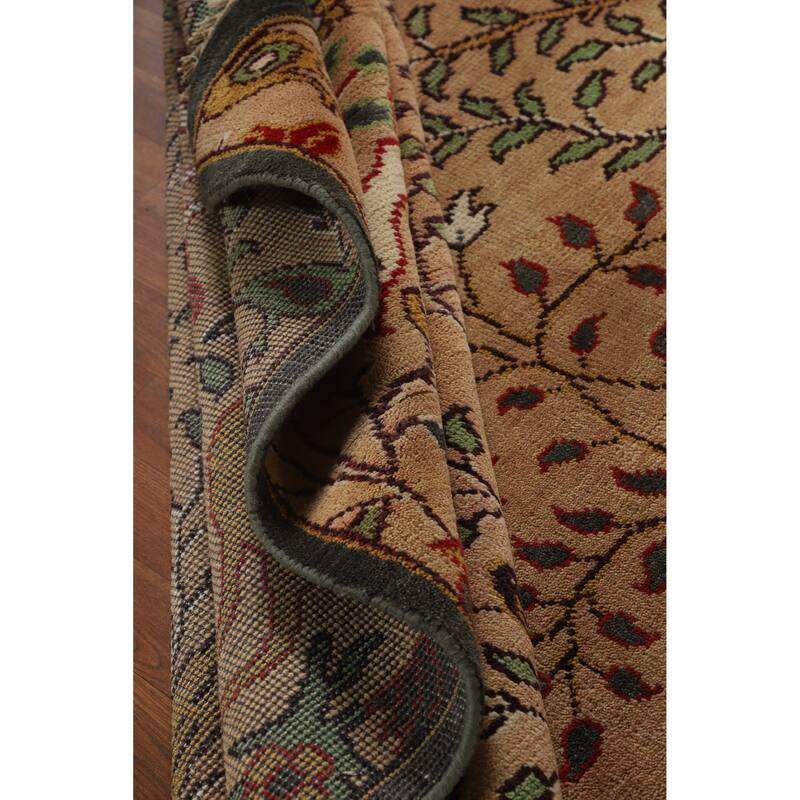 Hand Knotted Oriental 100% Wool Carpet Traditional All-Over Peach Ziegler Area Rug - 9' 10'' X 7' 11''