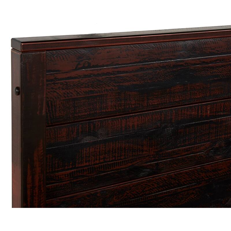 Boho Platform Bed - Rustic Wood Bed Frame, Queen Size, No Box Spring Needed, Easy Assembly, Solid Wood Mattress Support