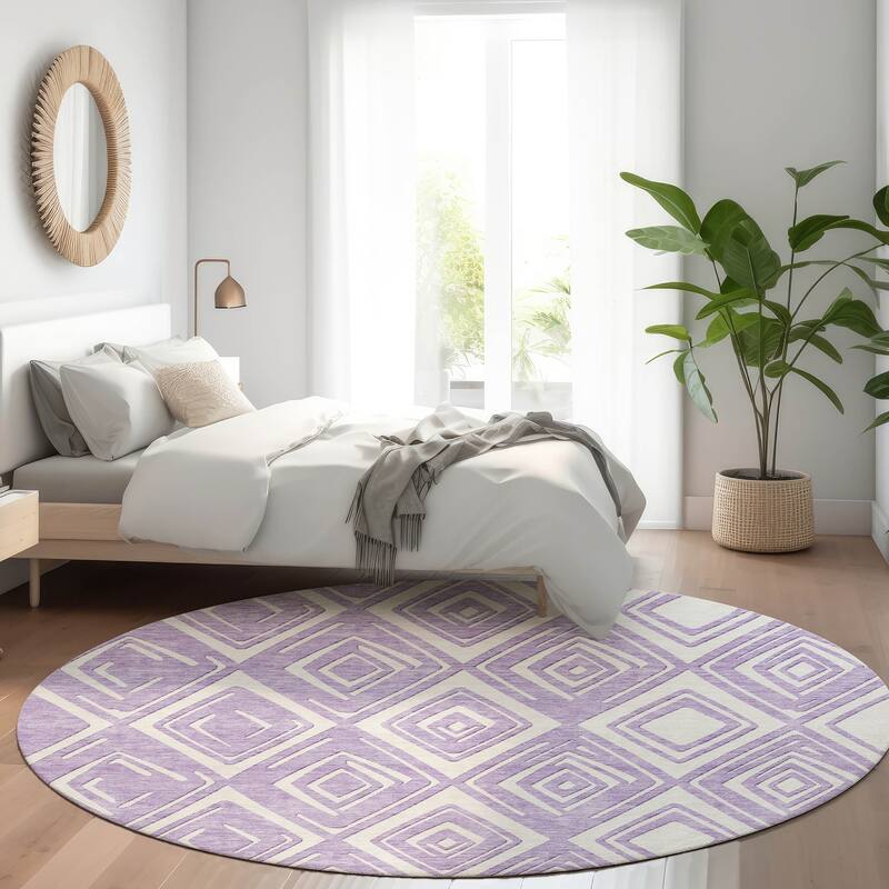Premium Washable Super Soft Diamond Cascade Mayfield Rug - Lavender - 8' x 8'