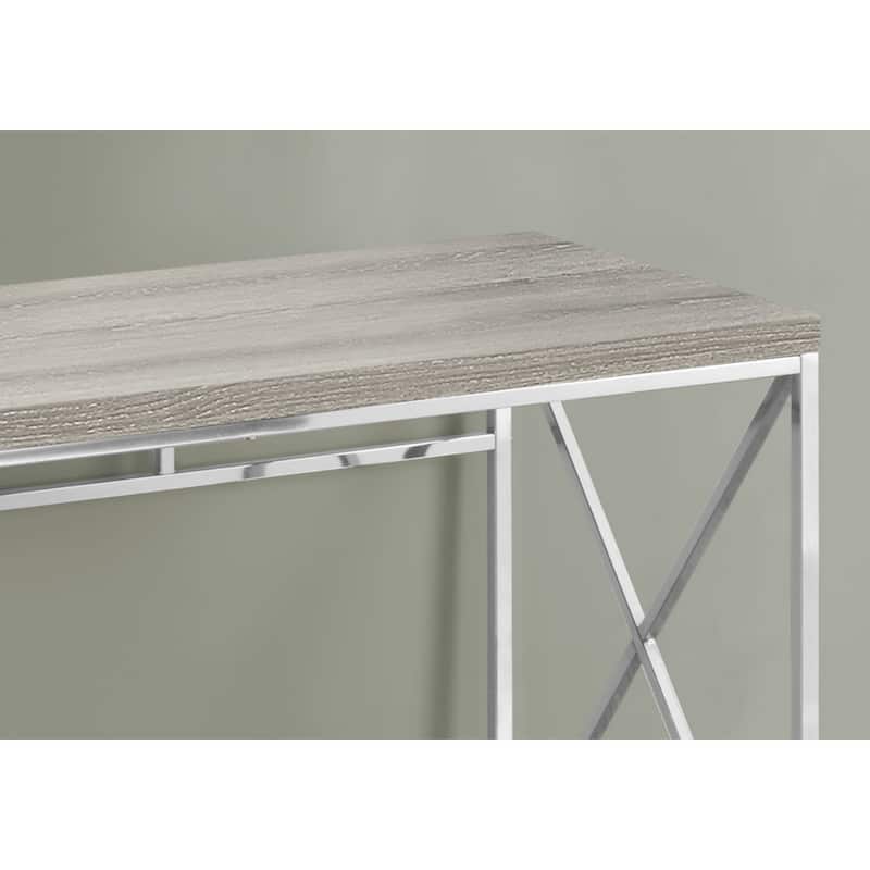 Wood Computer Desk with Silver Metal Base, Veneer Matte Finish