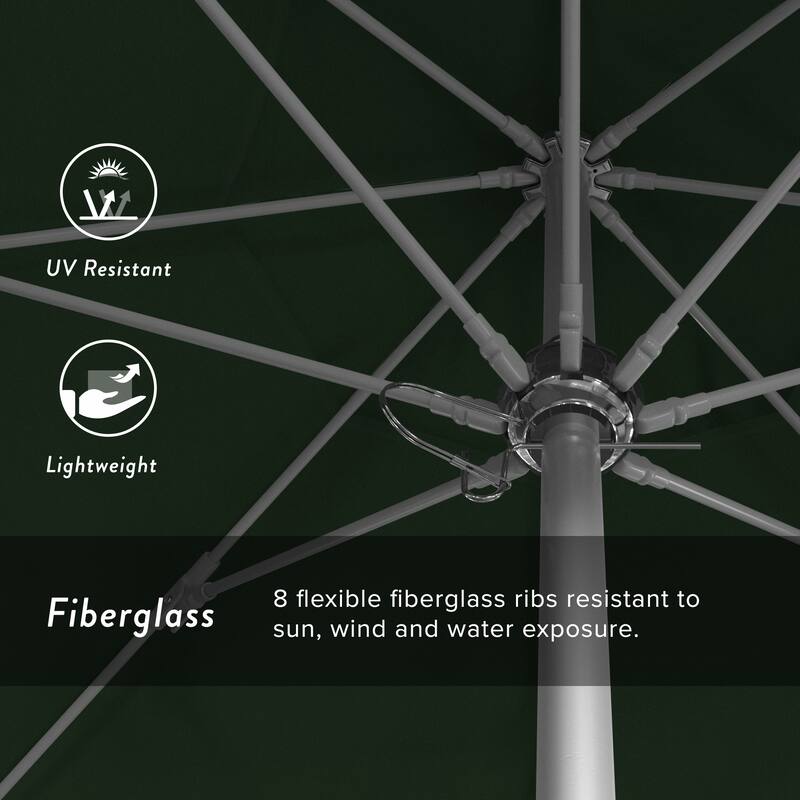 California Umbrella 7.5' Rd. Aluminum Frame, Fiberglass Rib Market Umbrella, Push Open,Anodized Silver Finish, Pacifica Fabric