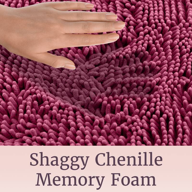 58x24-Inch Bathroom Runner with Non-Slip Backing - Absorbent High-Pile Chenille Memory Foam Bathroom Rug by Windsor Home