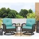 preview thumbnail 48 of 46, EROMMY Outdoor 3 Pieces Swivel Rocker Patio Chair Sets with Glass Table, All-Weather Wicker & Thickened Cushions for Backyard