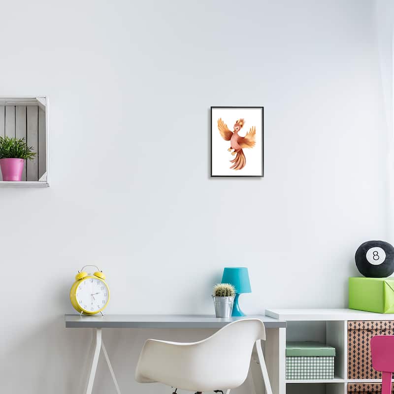 Stupell Flying Phoenix Bird Mythology Fantasy Creature Illustration Framed Wall Art, Design by Studio Q - Brown