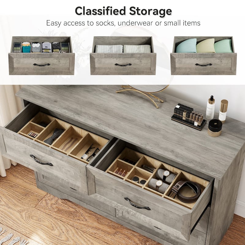 5/6 Drawer Dresser, Modern Wood Storage Chest Organizer for Clothes, Bedroom