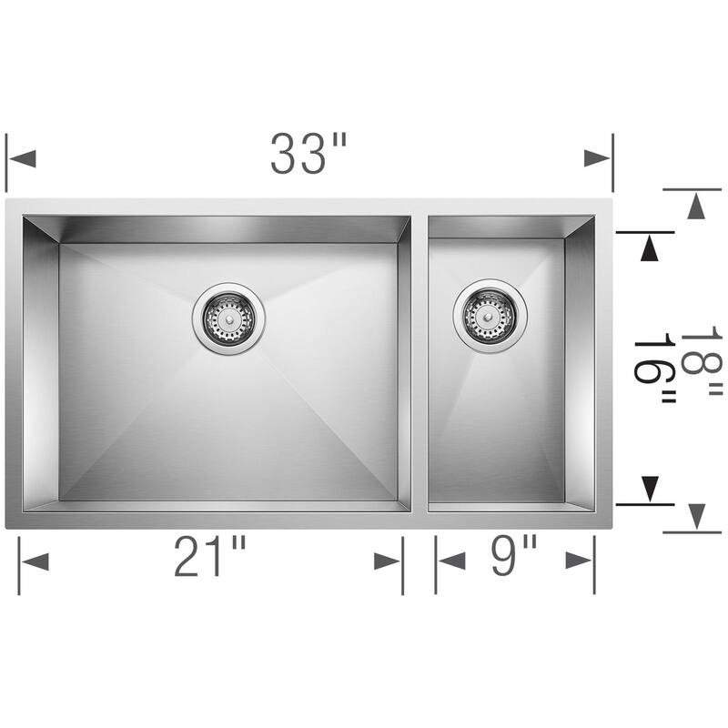 Blanco Precision 1-1/2 Bowl Double Basin Stainless Kitchen Sink with