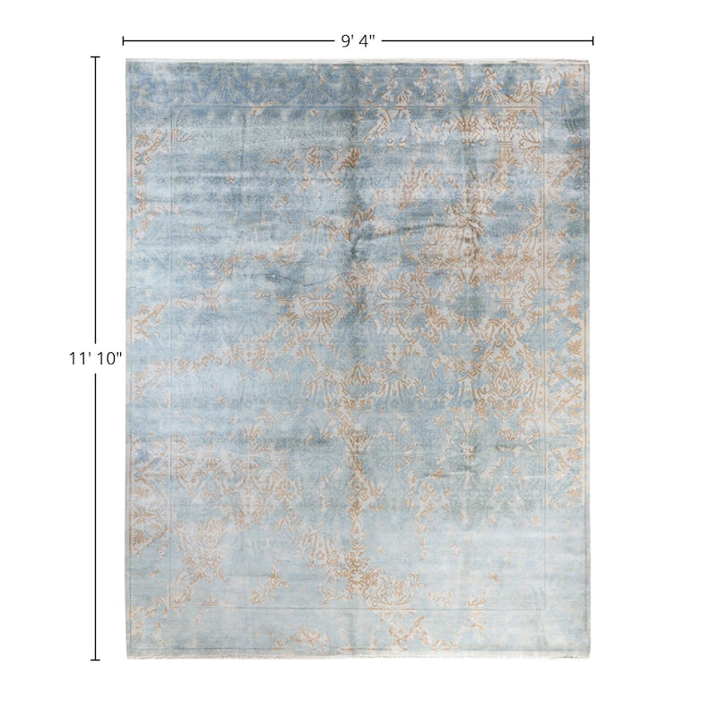 Ikat One-of-a-Kind Hand-Knotted Area Rug, Blue - 9' 4" x 11' 10"