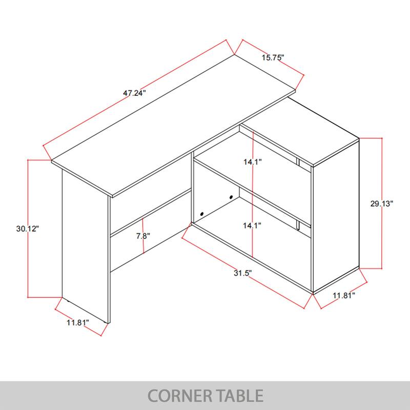 CraftPorch Contemporary L-Shape Writing Desk with Cabinet