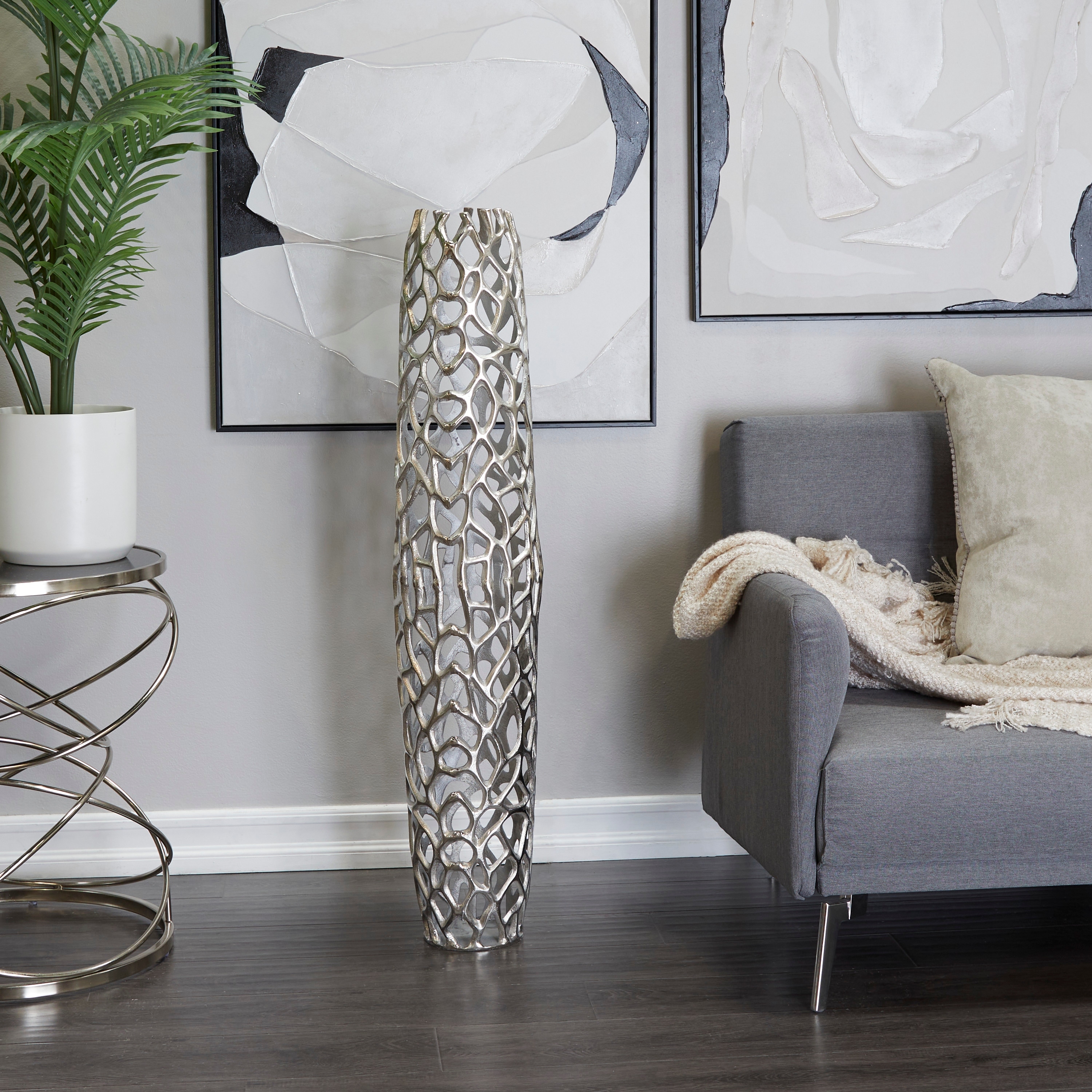 Gold Aluminum Metal Cutout Coral Decorative Vase