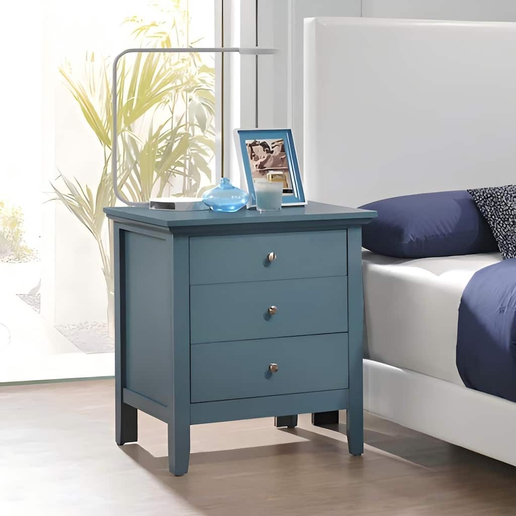 Teal Storage Nightstand with Drawer