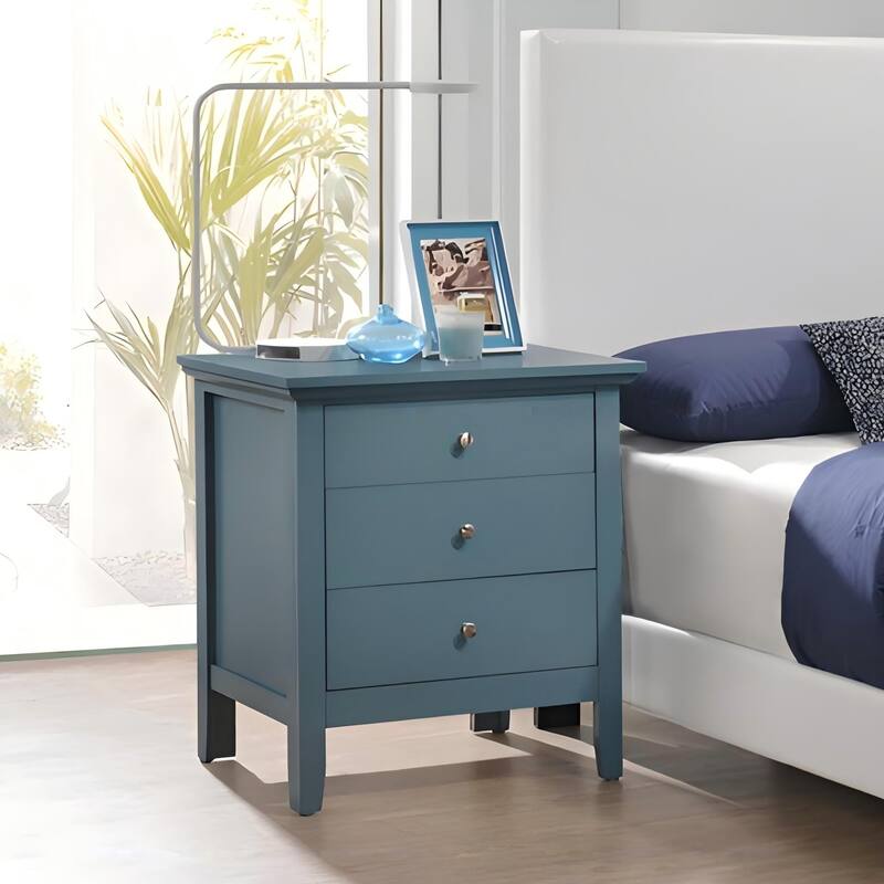 Teal Storage Nightstand with Drawer - Teal