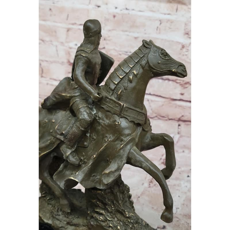 Medieval Knight On Imitative Horseback Bronze Statue – Warrior Figurine