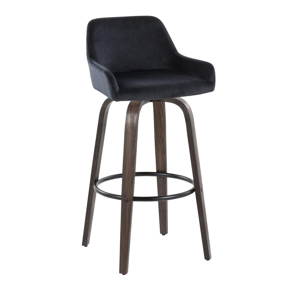 Porch & Den Galotti 30" Fixed-Height Bar Stool with Bent Wood Legs & Round Footrest (Set of 2)