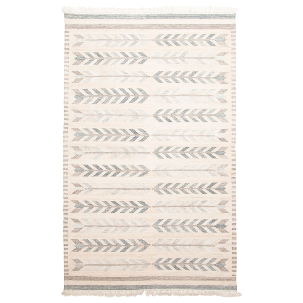 ECARPETGALLERY Flat-Weave Ankara FW Beige Wool Kilim - 5'0 x 8'2