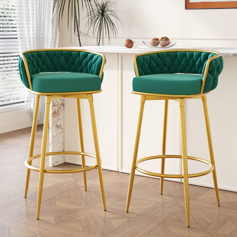 Christopher Knight Home - Lila Modern Gold Finish Swivel Counter Height Bar Stools (Set of 2 ) - Green