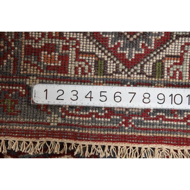Red Geometric Heriz Serapi Oriental Rug Handmade Wool Carpet - 2'0" x 3'0"