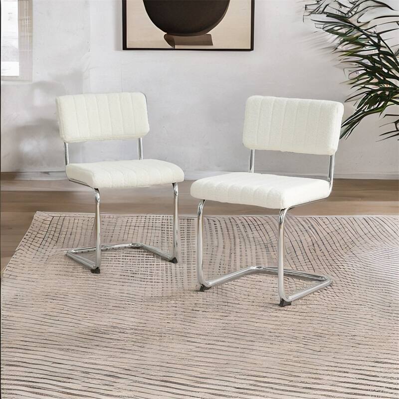 Modern Simple Light Luxury Dining Chair with Metal Leg(set of 2)