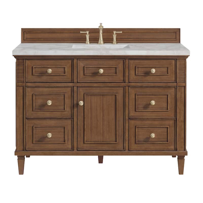 James Martin Vanities 424-V48-3VSL Lorelai 48" Single Basin Wood - Mid-Century Walnut - Walnut Finish