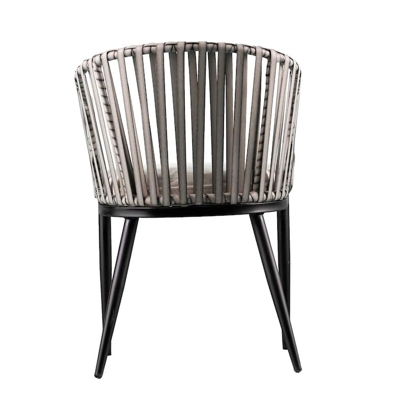 SEI Furniture Millie All-Weather black Metal Gray Wicker Patio Chairs with Cushions and Deep Seating (Set of 2)