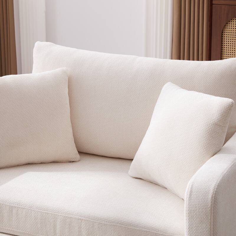 45.3"W Modern Chenille Leisure Chair, Reading ArmChair with 3 Pillows