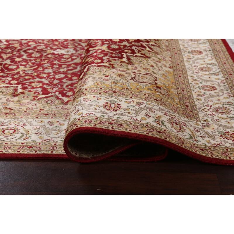 Wool/ Silk Vegetable Dye Floral Tabriz Oriental Area Rug Hand-knotted - 8'1" x 10'5"