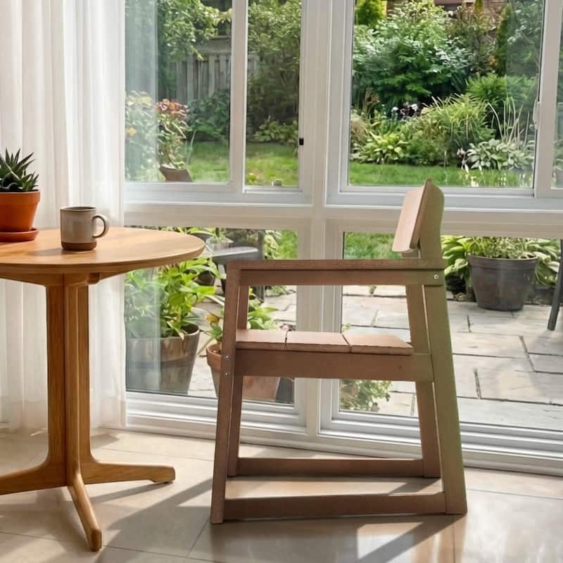 HDPE Outdoor Dining Armchairs, All-Weather Patio Chairs with Backrest & Armrests for Backyard, Deck, Porch, Garden