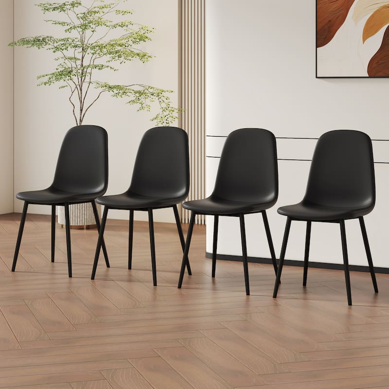 Modern Mid-Century Stable Comfortable Black Dining Chair Set of 4 Upholstered Side Chairs