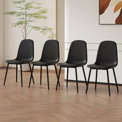 Modern Minimalist Black Dining Chair Set - 4 Chairs Per Box,Stable And Comfortable,Upholstered Side Chairs,Spoon Shaped Chairs