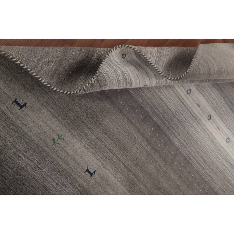 Striped Gabbeh Area Rug Handmade Wool Carpet - 5'6"x 7'6"