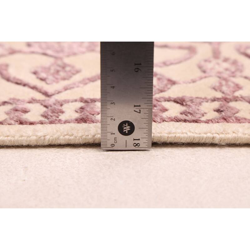 ECARPETGALLERY Hand-knotted Mirzapur Cream Silk, Wool Rug - 5'7 x 7'10