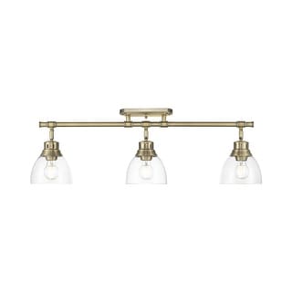 Yep by Golden Lighting Duncan 3-light Semi-Flush Mount in Aged Brass and Clear Glass - Aged Brass - 3-Light Semi-flush