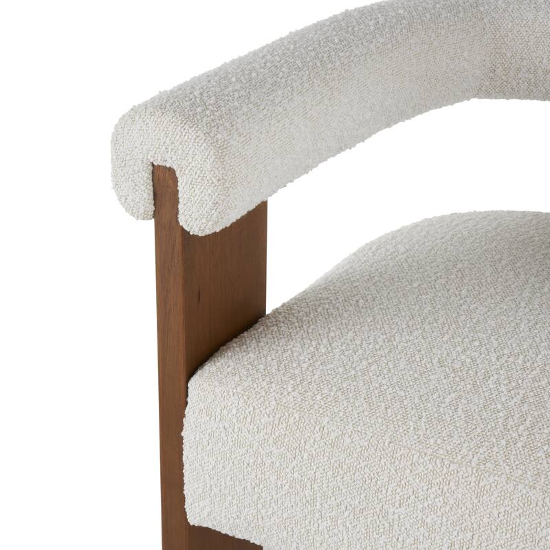 Polyester Curved Back Mid Century Modern Round Boucle Living Room Accent Chair - Cream or White - Roche River Decor