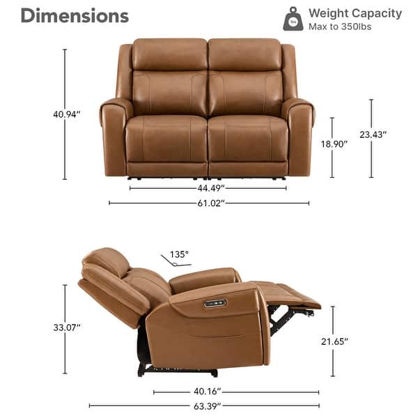 dimension image slide 1 of 14, Leo Power Wall Hugger Reclining Sofa with Multi-Function Console