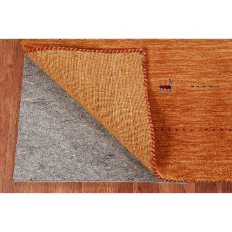 Hand Knotted Oriental 100% Wool Carpet Tribal Stripe Oranges & Rust Gabbeh Area Rug - 8' 0'' X 4' 11''