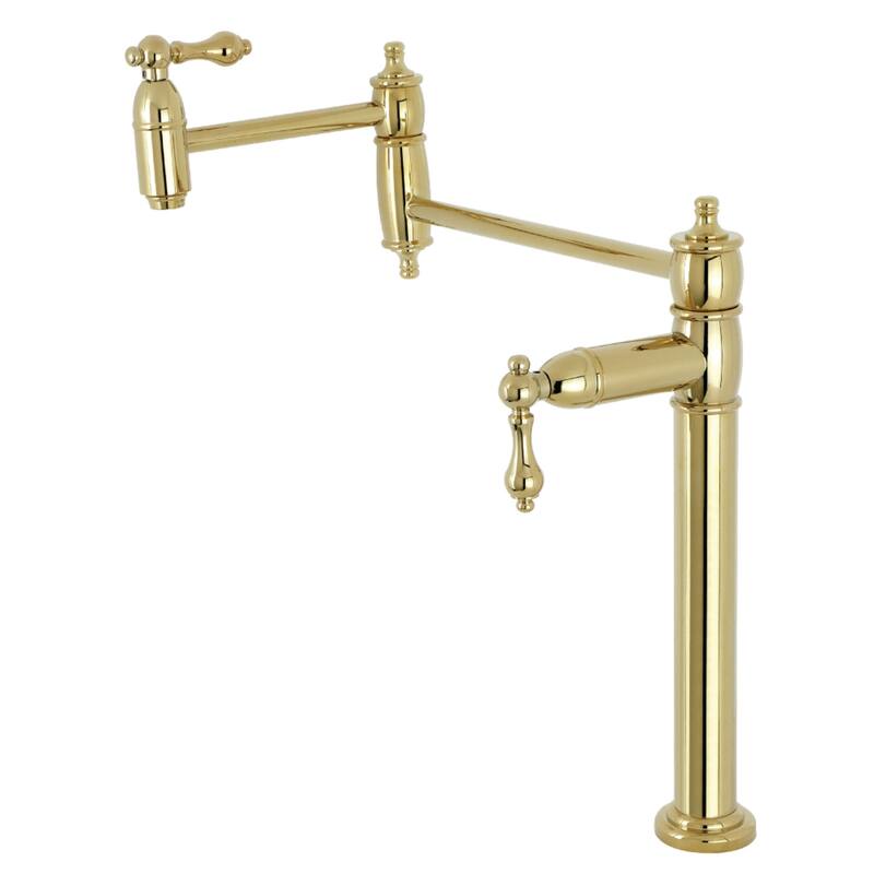 Kingston Brass Restoration Two-Handle 1-Hole Deck Mount Pot Filler Faucet - Polished Brass