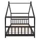 preview thumbnail 8 of 6, Twin Size Wooden House Bed Frame with Headboard & Footboard, Twin Kids Bedframe with Roof, Montessori Kids Bed for Boys or Girls